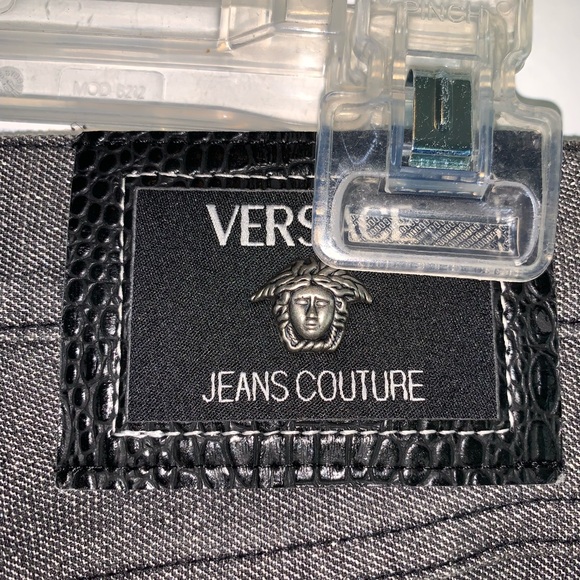 Versace Men’s Silver Metallic Grey Black Pants 33 / 47 90s Y2K - Picture 9 of 10